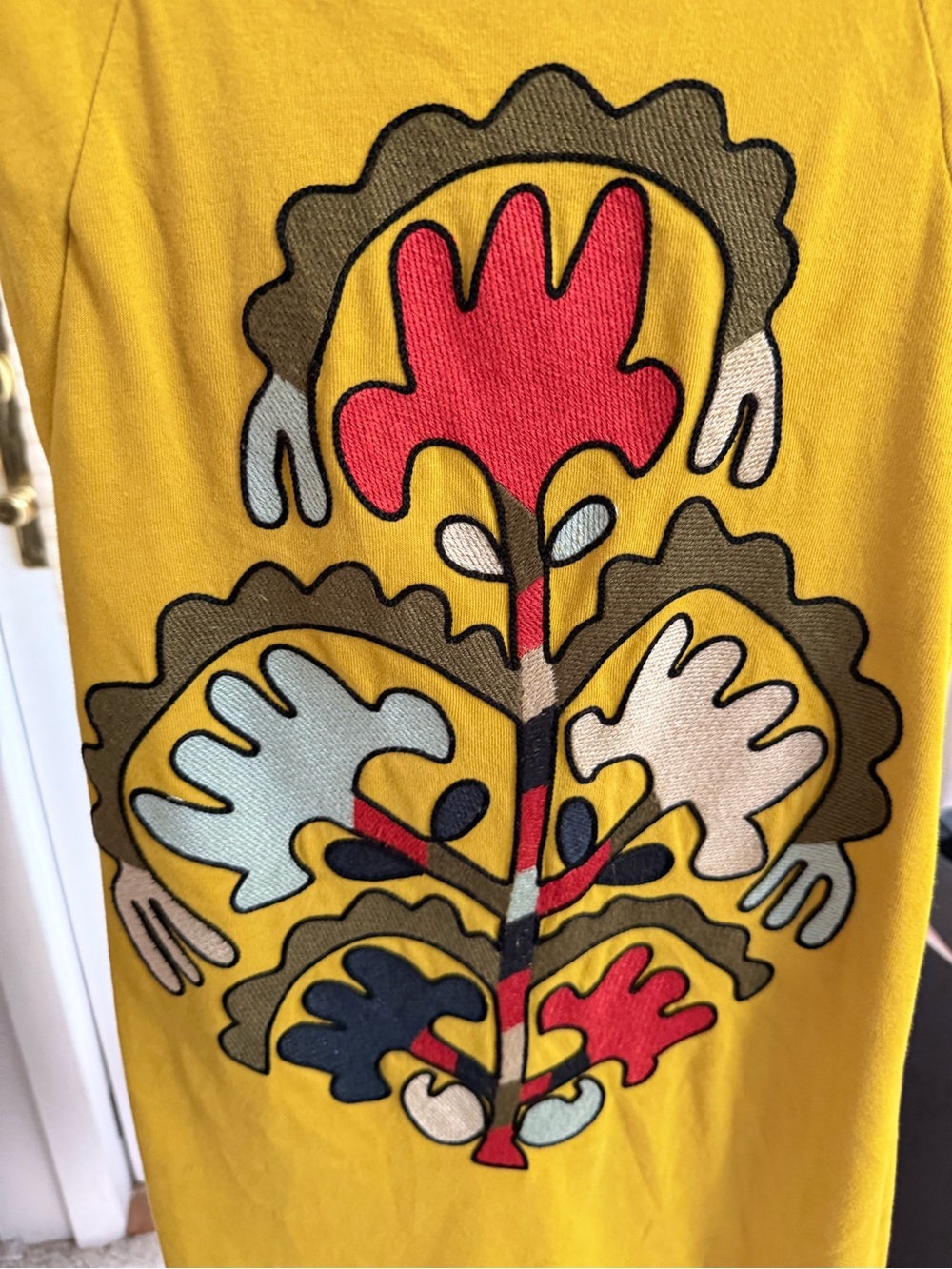 French Connection Mustard Yellow Graphic embroidered Tank Dress size 0 - Picture 4 of 11